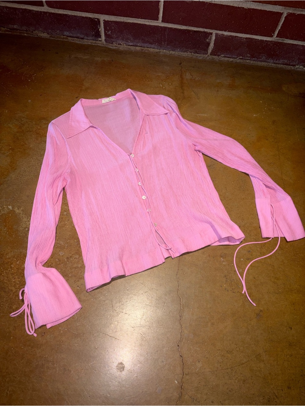 Promesa Pink Long-Sleeve Button Front Top